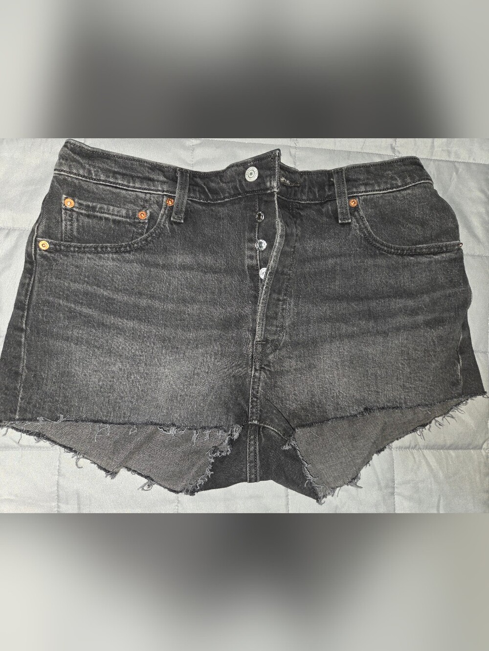 Levi's 501 Black Washed Button-Fly Denim Shorts Waist 34